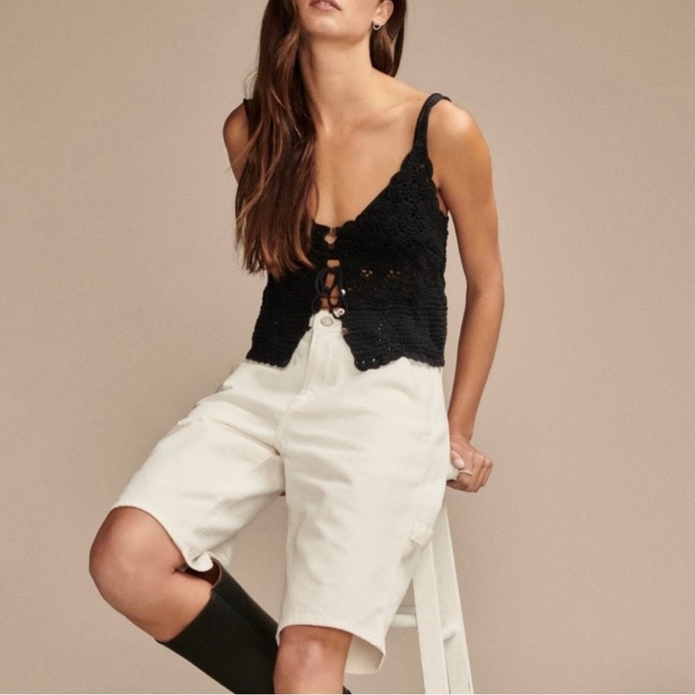 Lucky Brand White Bermuda Shorts High-Waisted Tailored
